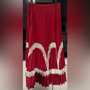 Elizabeth and James Red Maxi A-Line Skirt with Embellishments